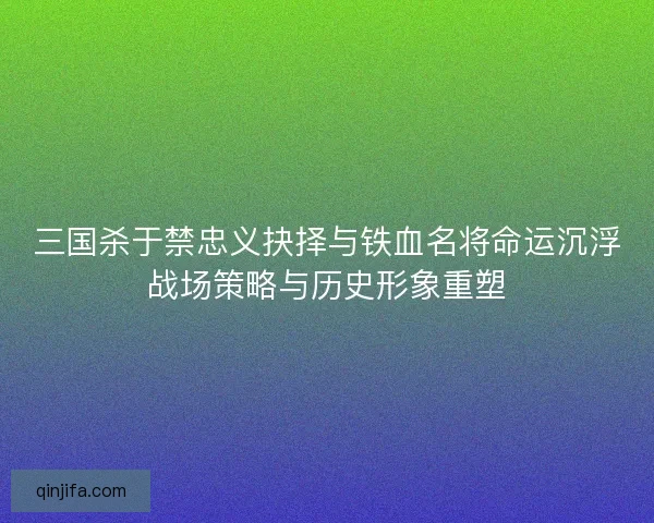 三国杀于禁忠义抉择与铁血名将命运沉浮战场策略与历史形象重塑